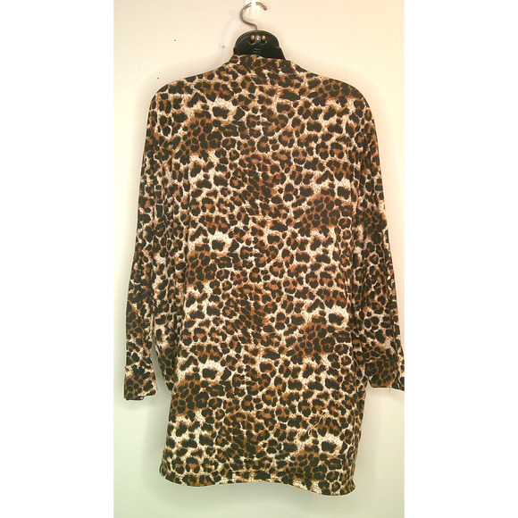 Emerald Leopard Open Cardigan Women's Large Polyester Spandex - Picture 4 of 5
